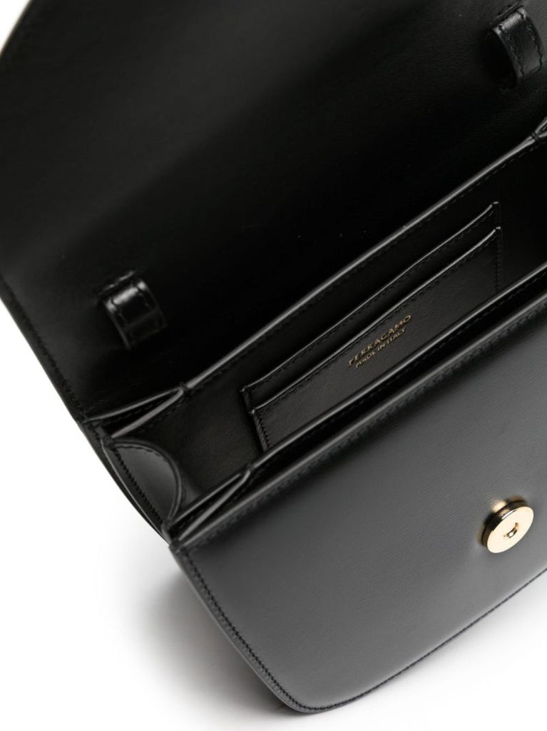 Black Fiamma Leather Shoulder Bag