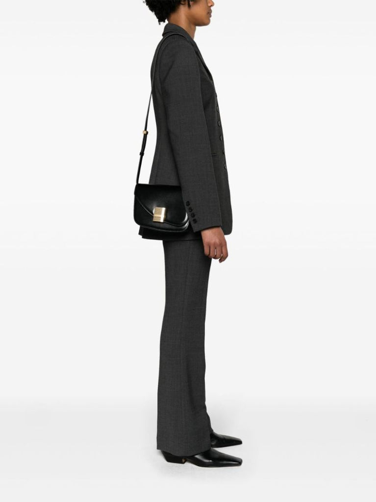 Black Fiamma Leather Shoulder Bag