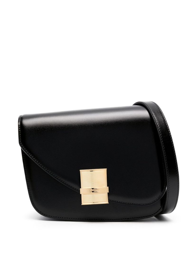 Black Fiamma Leather Shoulder Bag