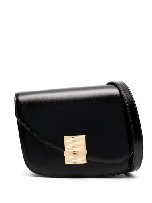 Black Fiamma Leather Shoulder Bag