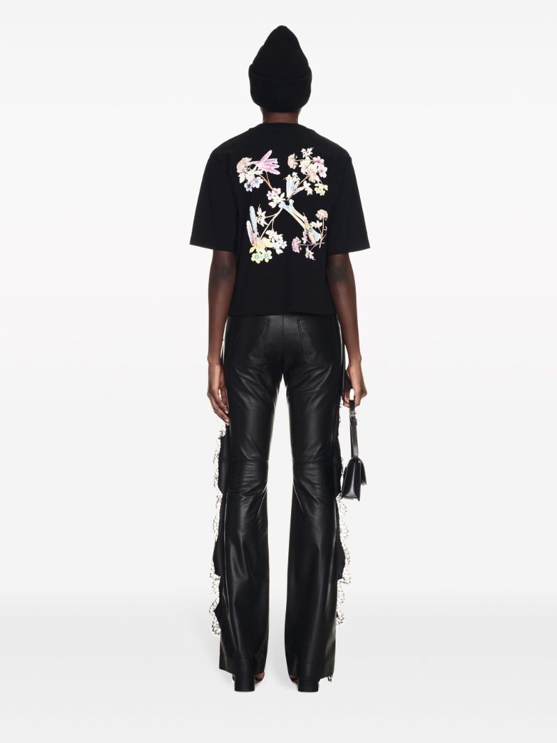 Black Floral Arrows Cotton T-shirt