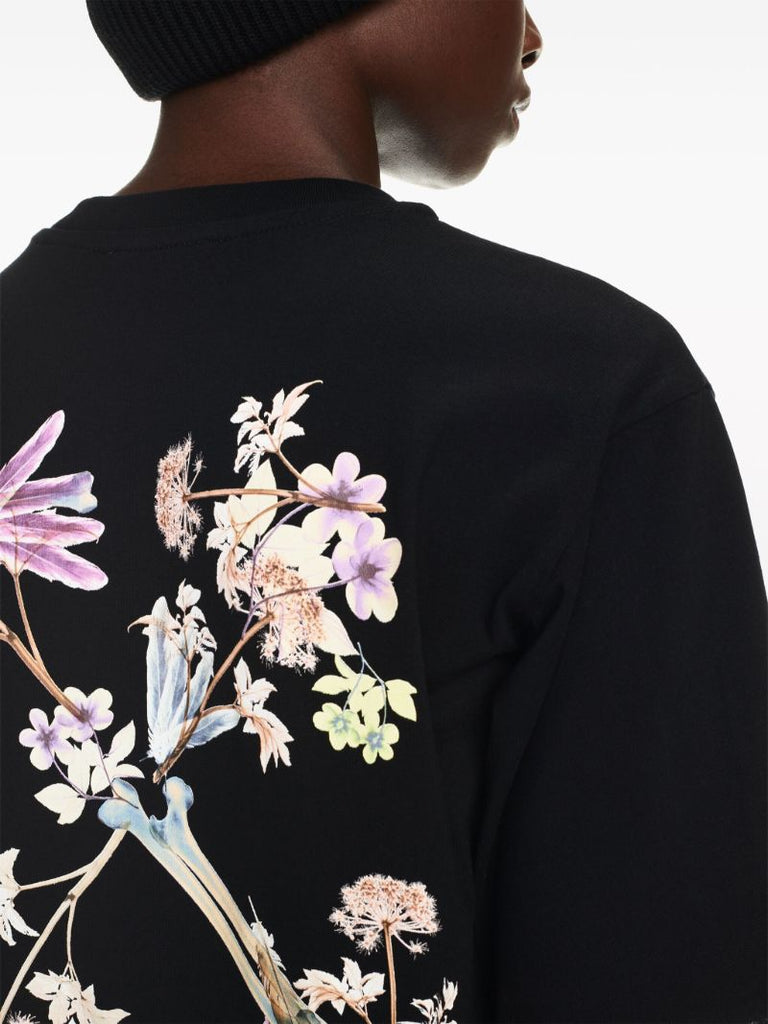 Black Floral Arrows Cotton T-shirt