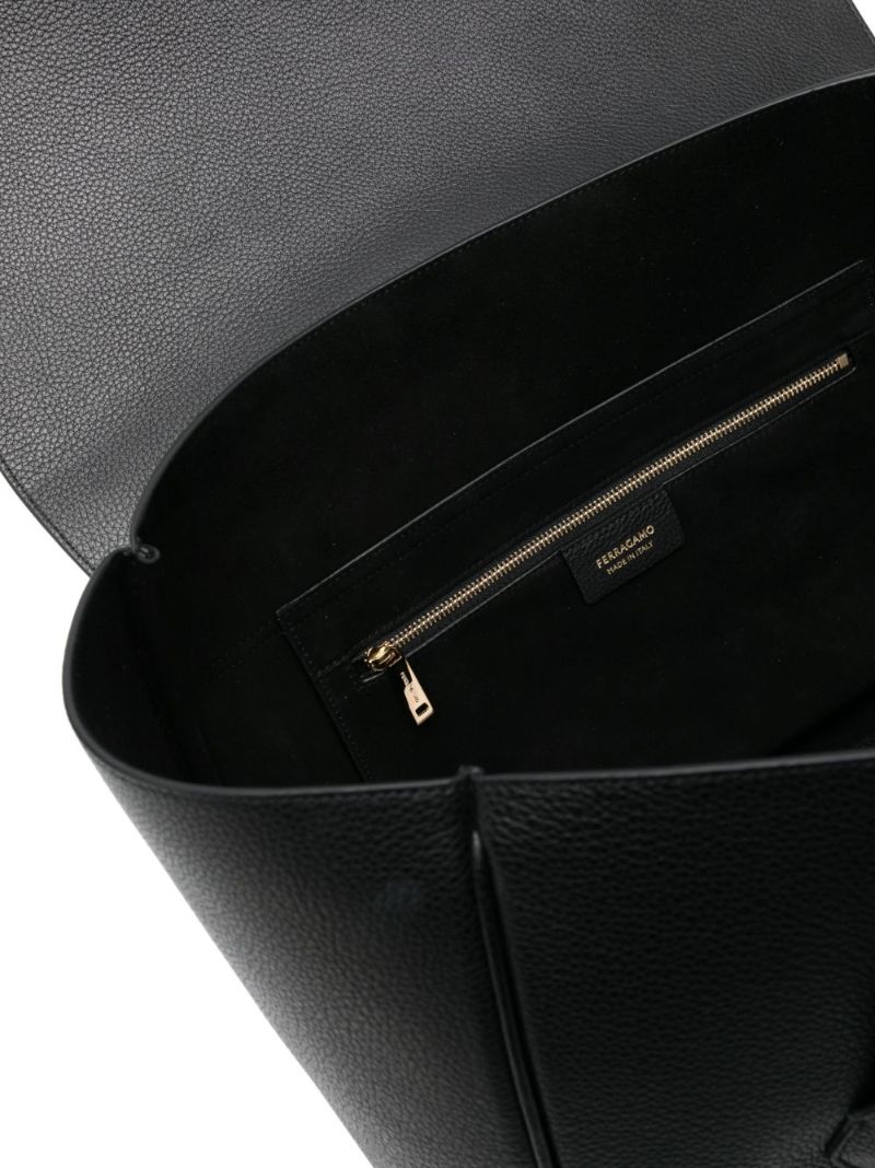 Black East-west Leather Tote Bag