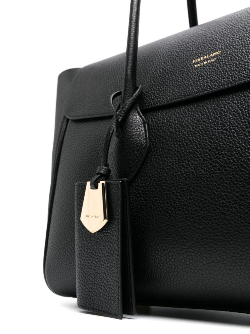 Black East-west Leather Tote Bag