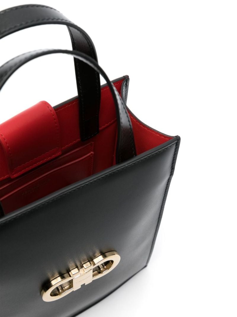 Black Double Gancini Mini Tote Bag