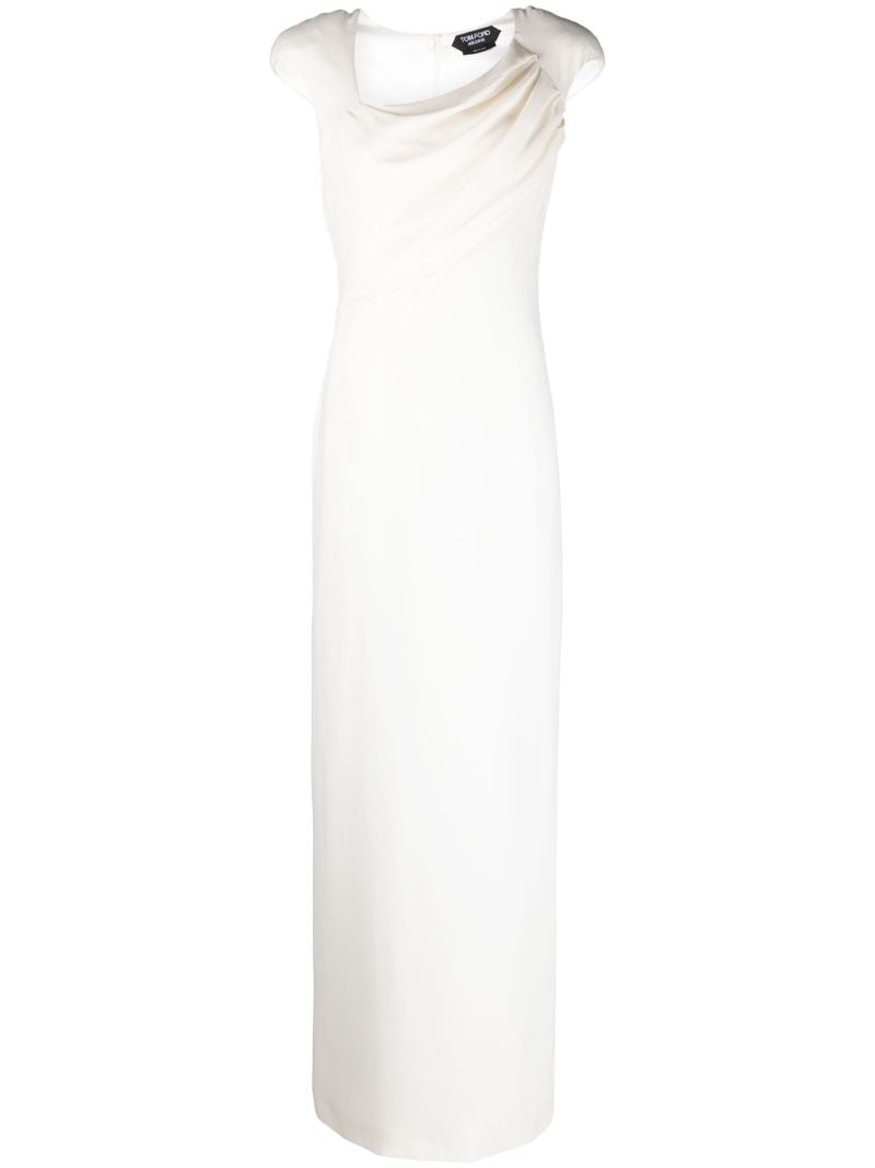 Neutral Draped Silk Gown