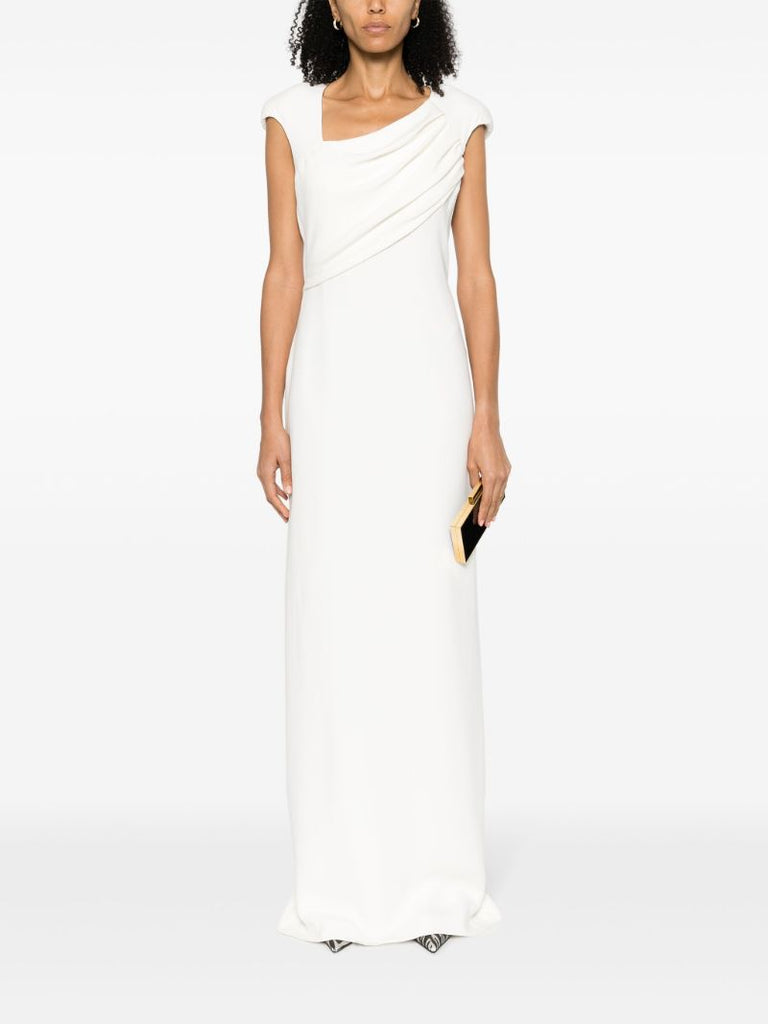 Neutral Draped Silk Gown