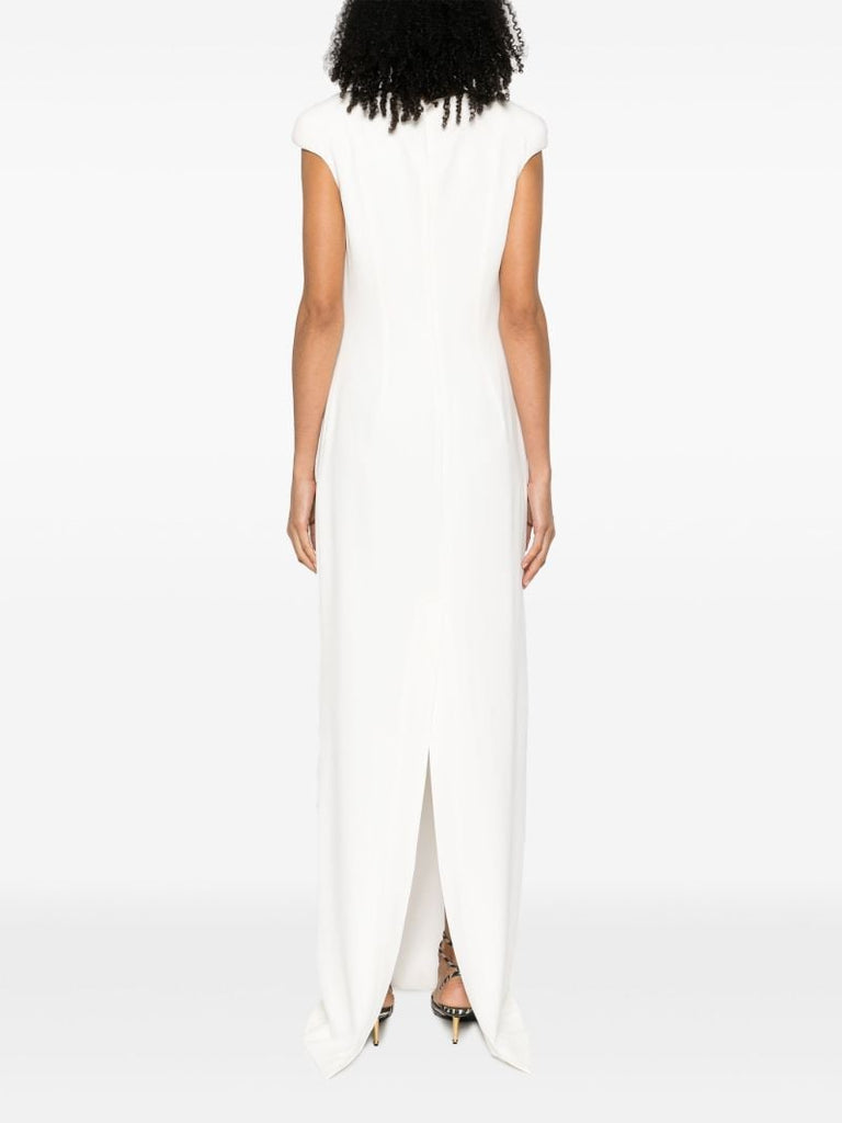 Neutral Draped Silk Gown