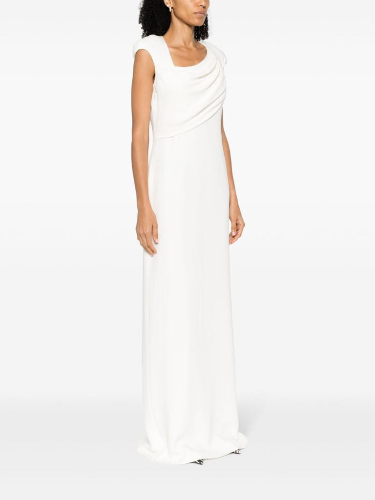 Neutral Draped Silk Gown