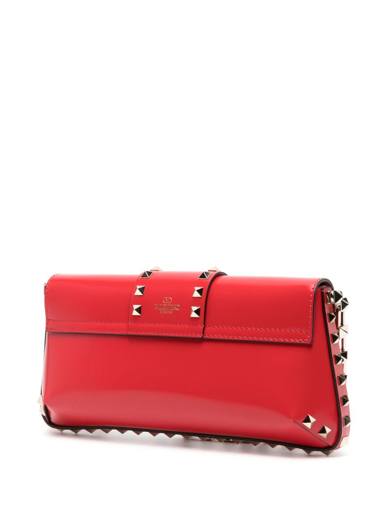 Red Rockstud Leather Shoulder Bag