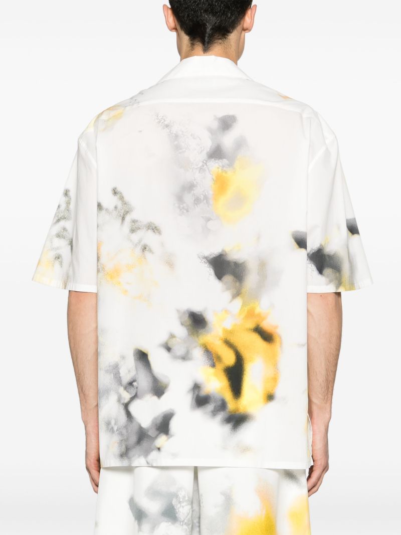 White Obscured Flower Cotton Shirt