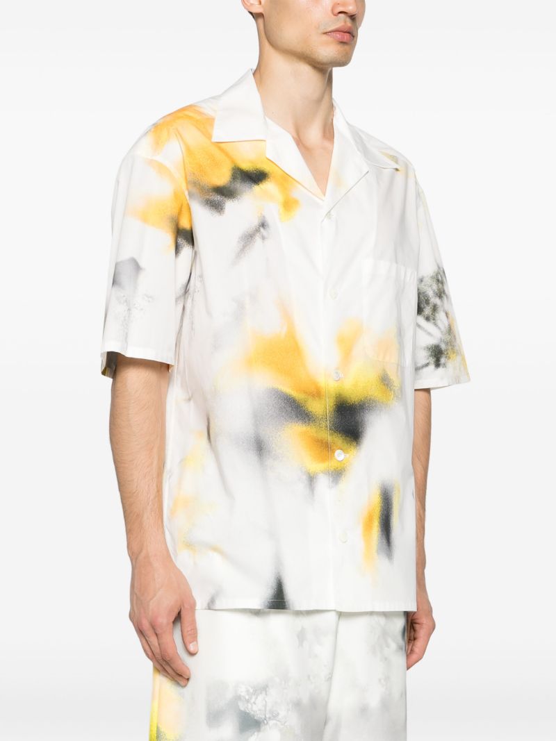 White Obscured Flower Cotton Shirt