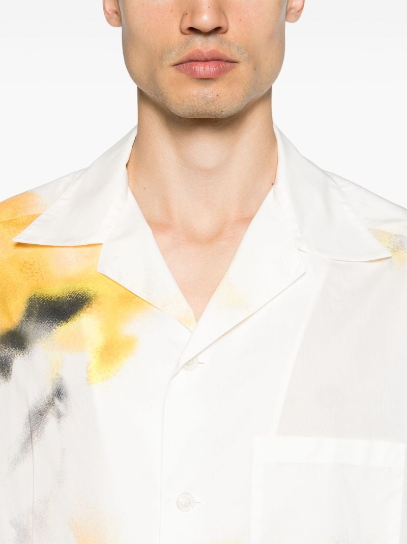 White Obscured Flower Cotton Shirt