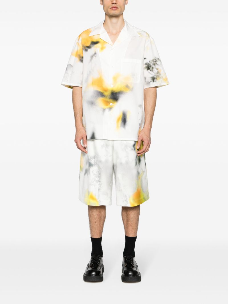 White Obscured Flower Cotton Shirt