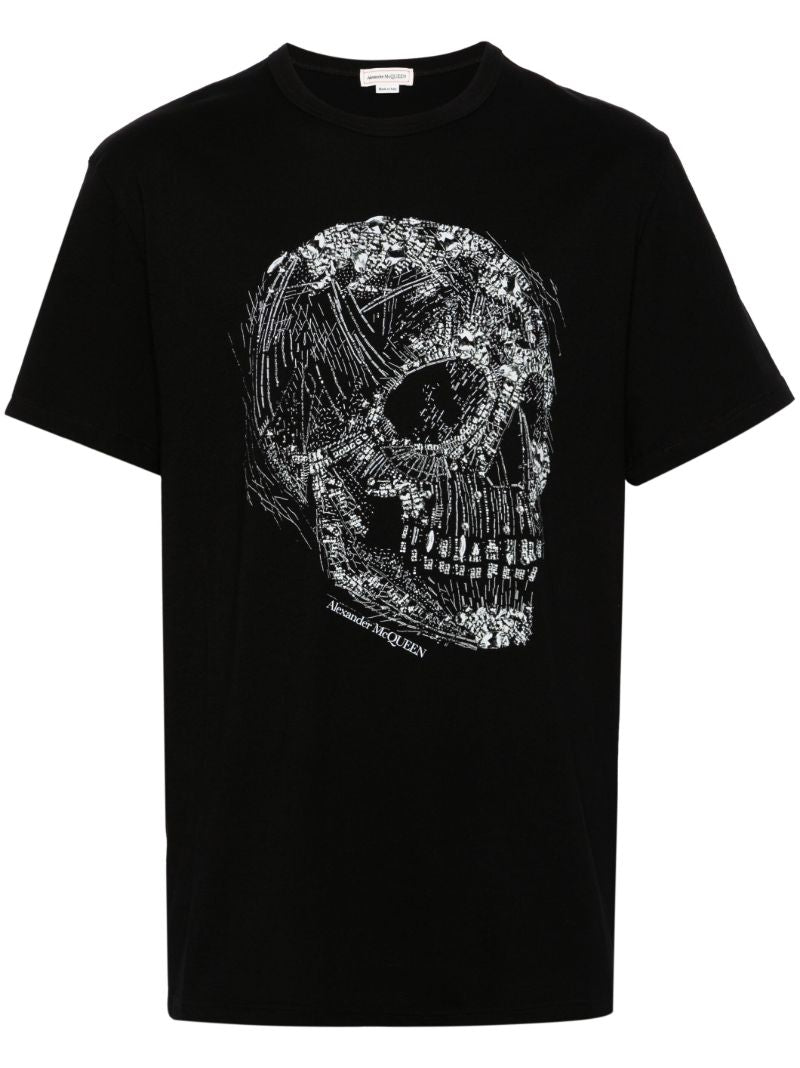 Black Crystal Skull-print Cotton T-shirt