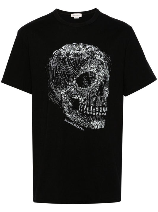 Black Crystal Skull-print Cotton T-shirt