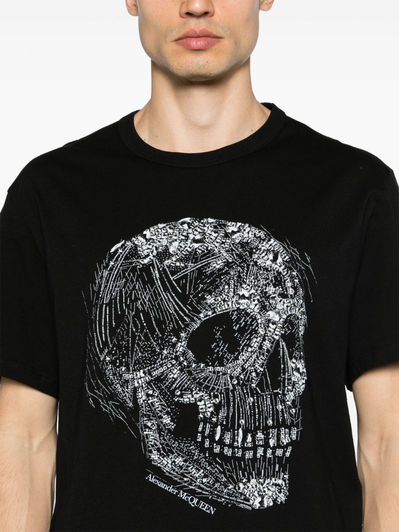 Black Crystal Skull-print Cotton T-shirt