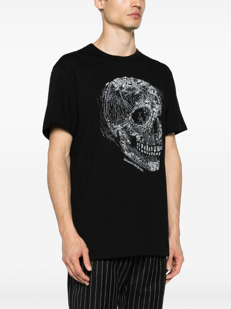Black Crystal Skull-print Cotton T-shirt