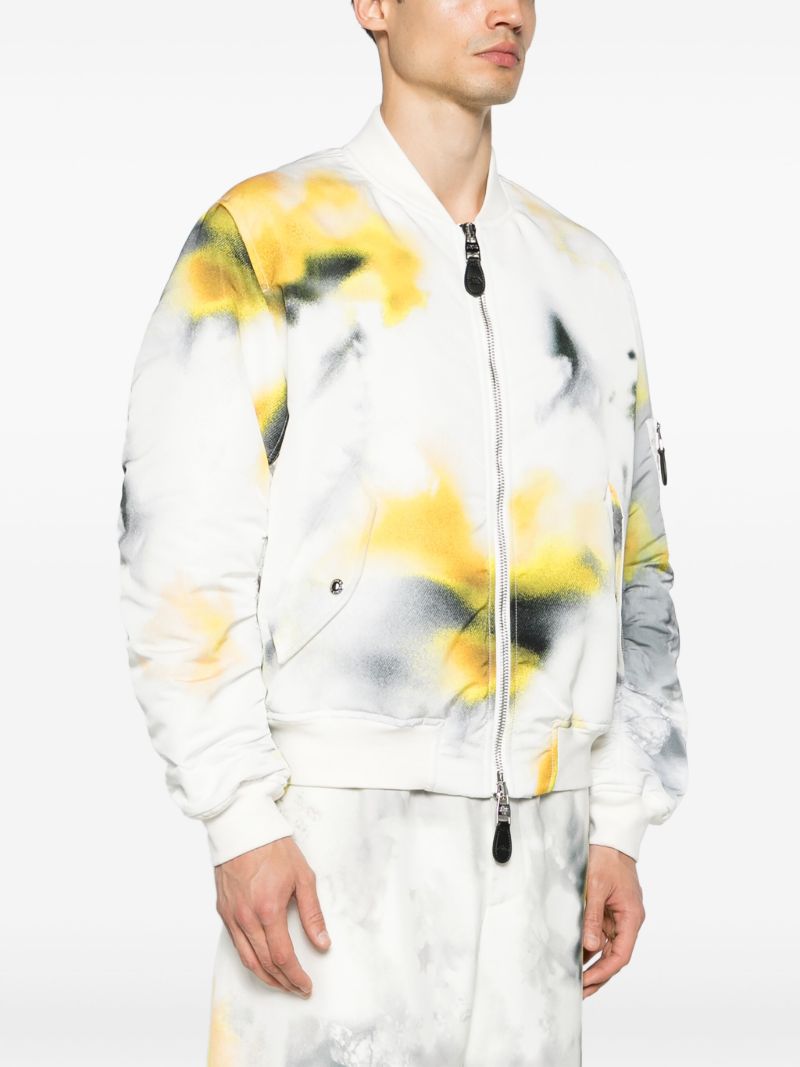 Grey Obscured Flower Bomber Jacket