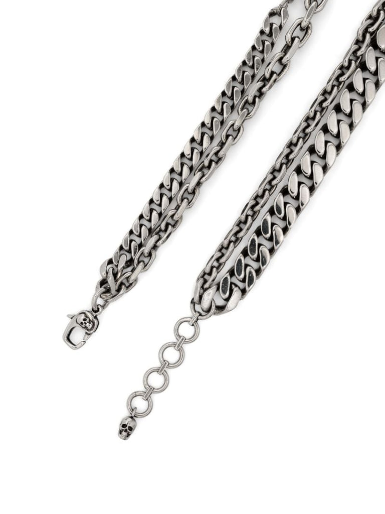 Silver-tone Skull Pearl-embellished Necklace