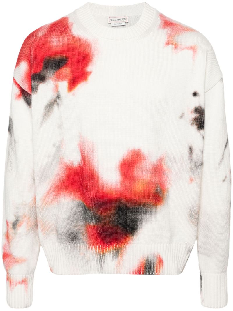 Grey Obscured Flower Cotton Jumper
