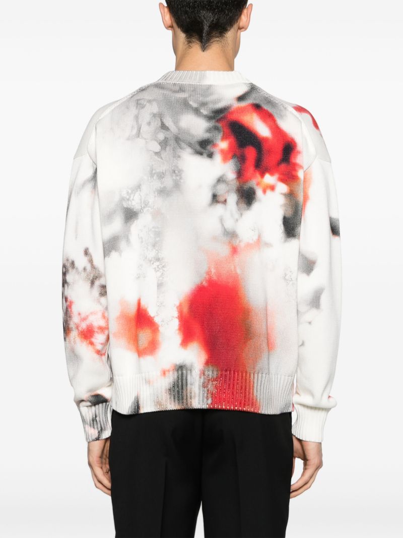 Grey Obscured Flower Cotton Jumper