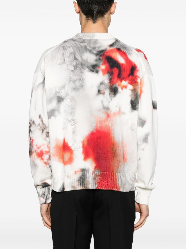 Grey Obscured Flower Cotton Jumper