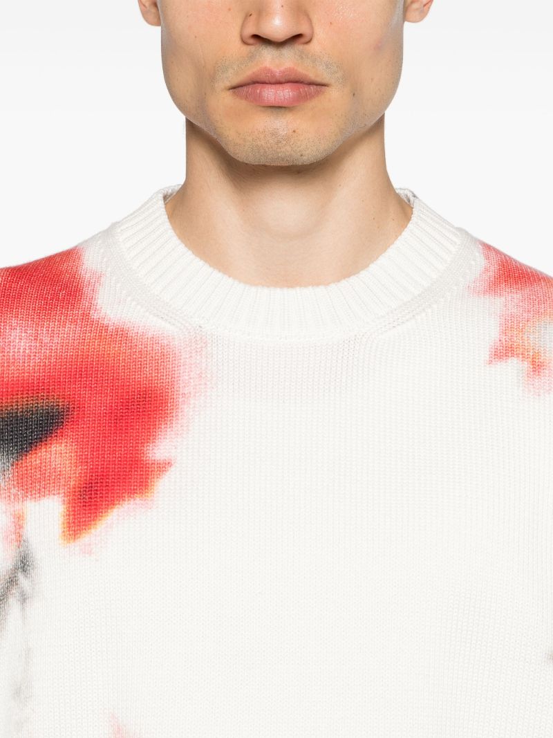 Grey Obscured Flower Cotton Jumper