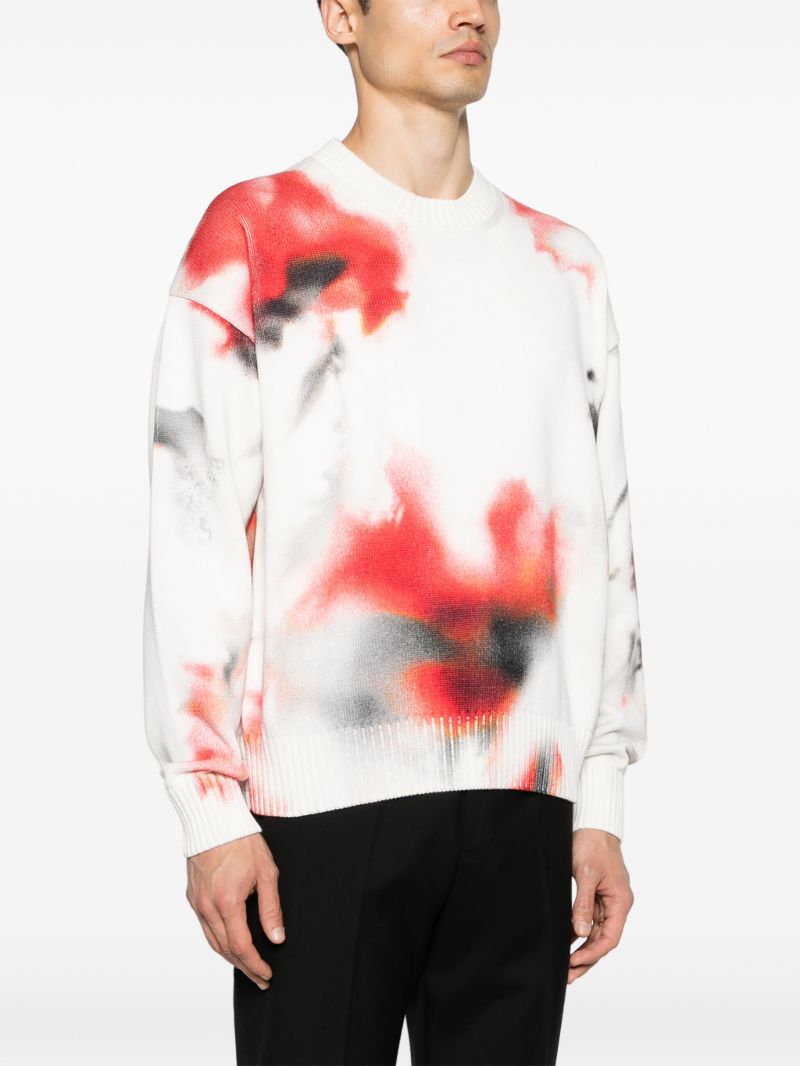 Grey Obscured Flower Cotton Jumper