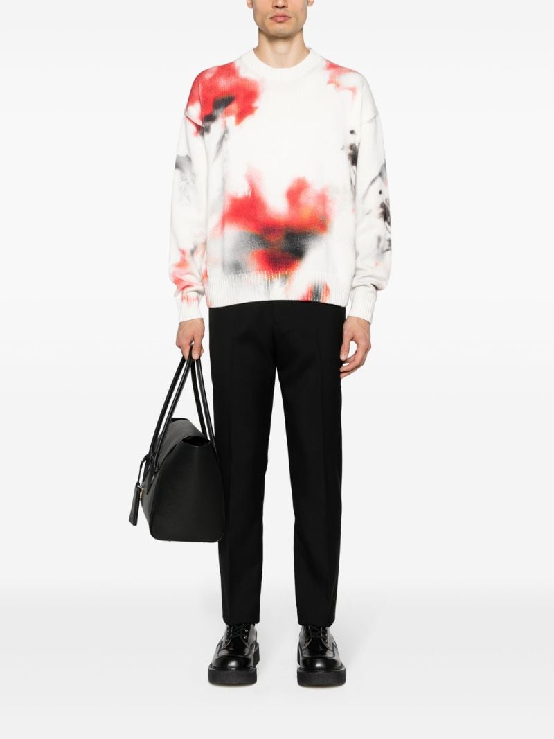 Grey Obscured Flower Cotton Jumper