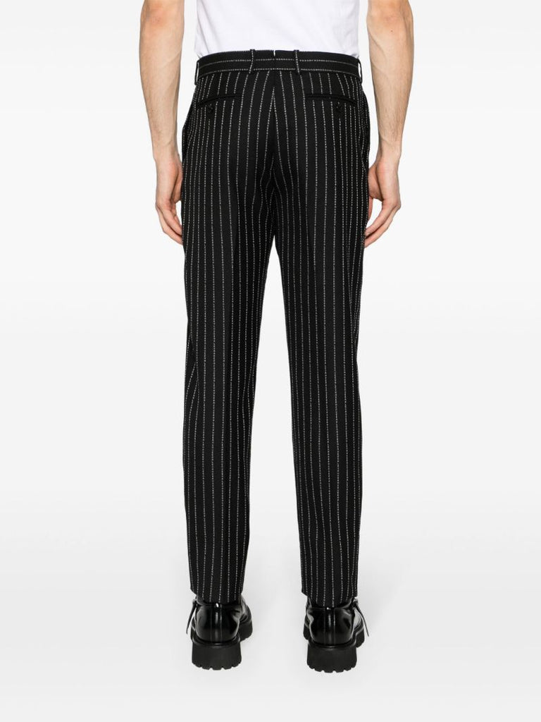 Black Pinstripe Slim-cut Trousers