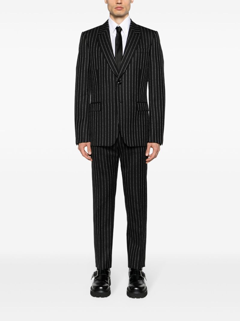 Black Pinstripe Slim-cut Trousers