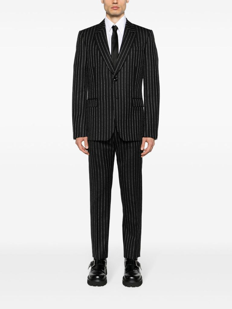 Black Pinstripe Slim-cut Trousers
