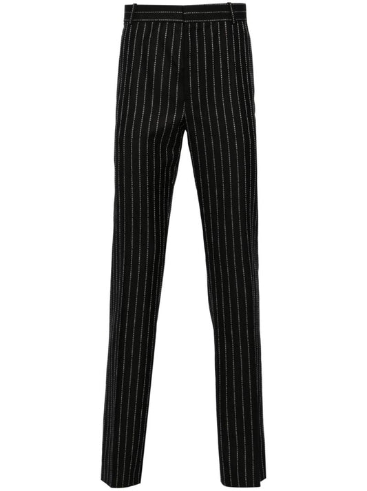 Black Pinstripe Slim-cut Trousers