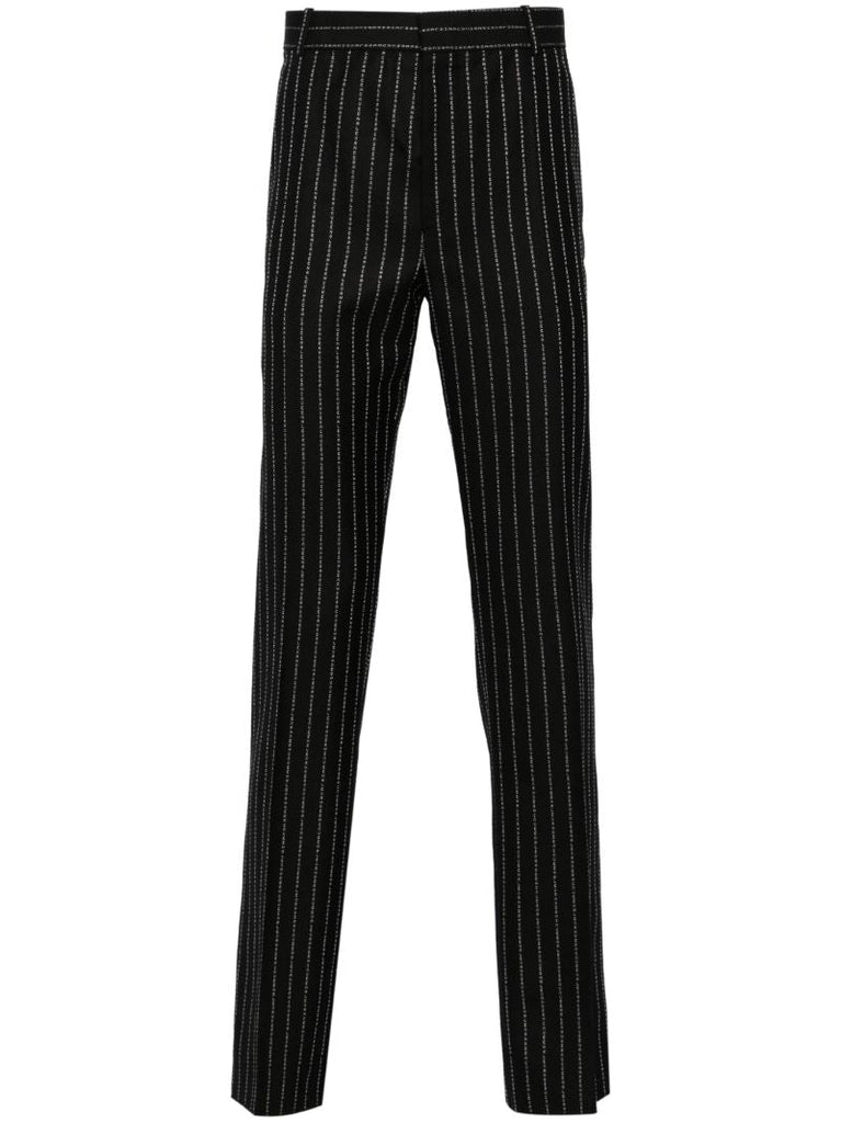 Black Pinstripe Slim-cut Trousers