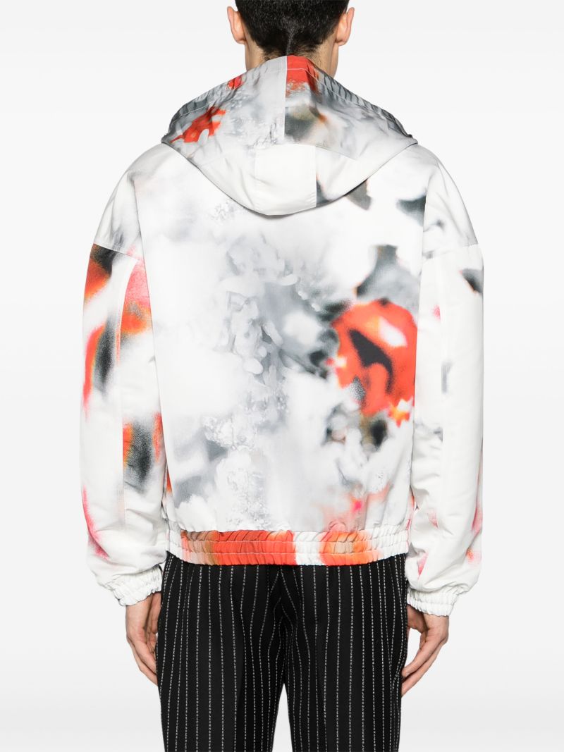 Grey Obscured Flower Hooded Jacket