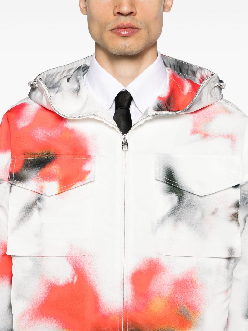Grey Obscured Flower Hooded Jacket