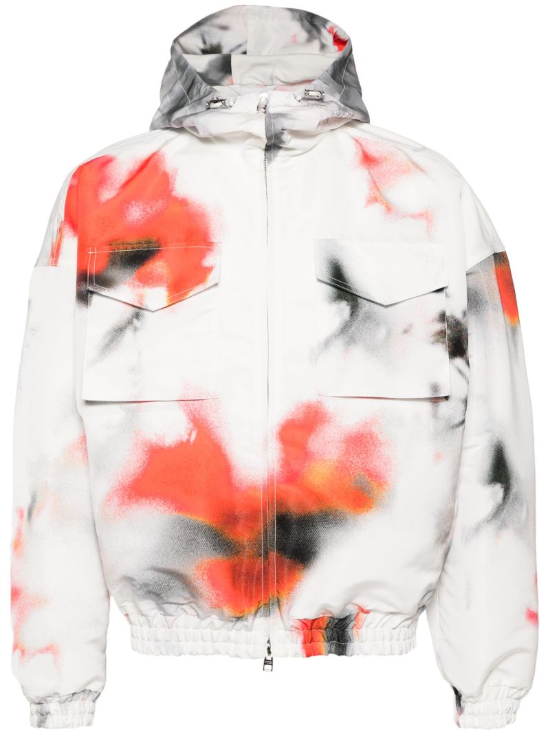 Grey Obscured Flower Hooded Jacket