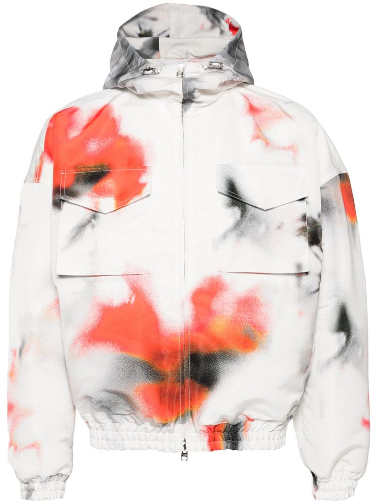 Grey Obscured Flower Hooded Jacket