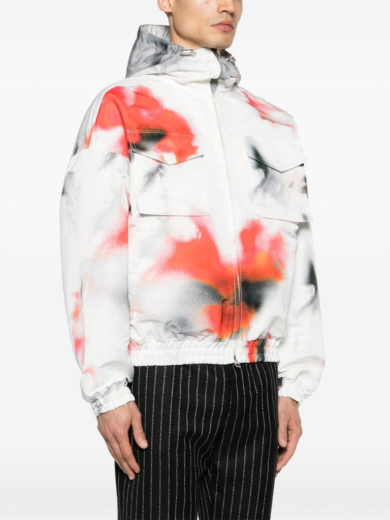 Grey Obscured Flower Hooded Jacket