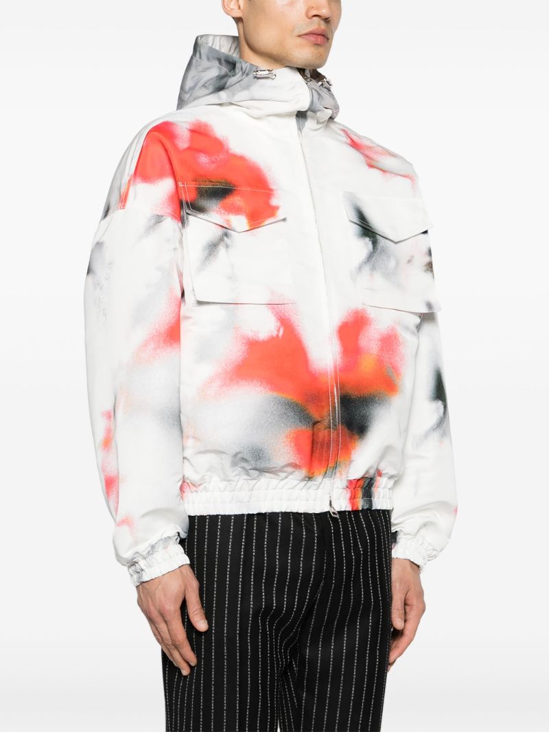 Grey Obscured Flower Hooded Jacket
