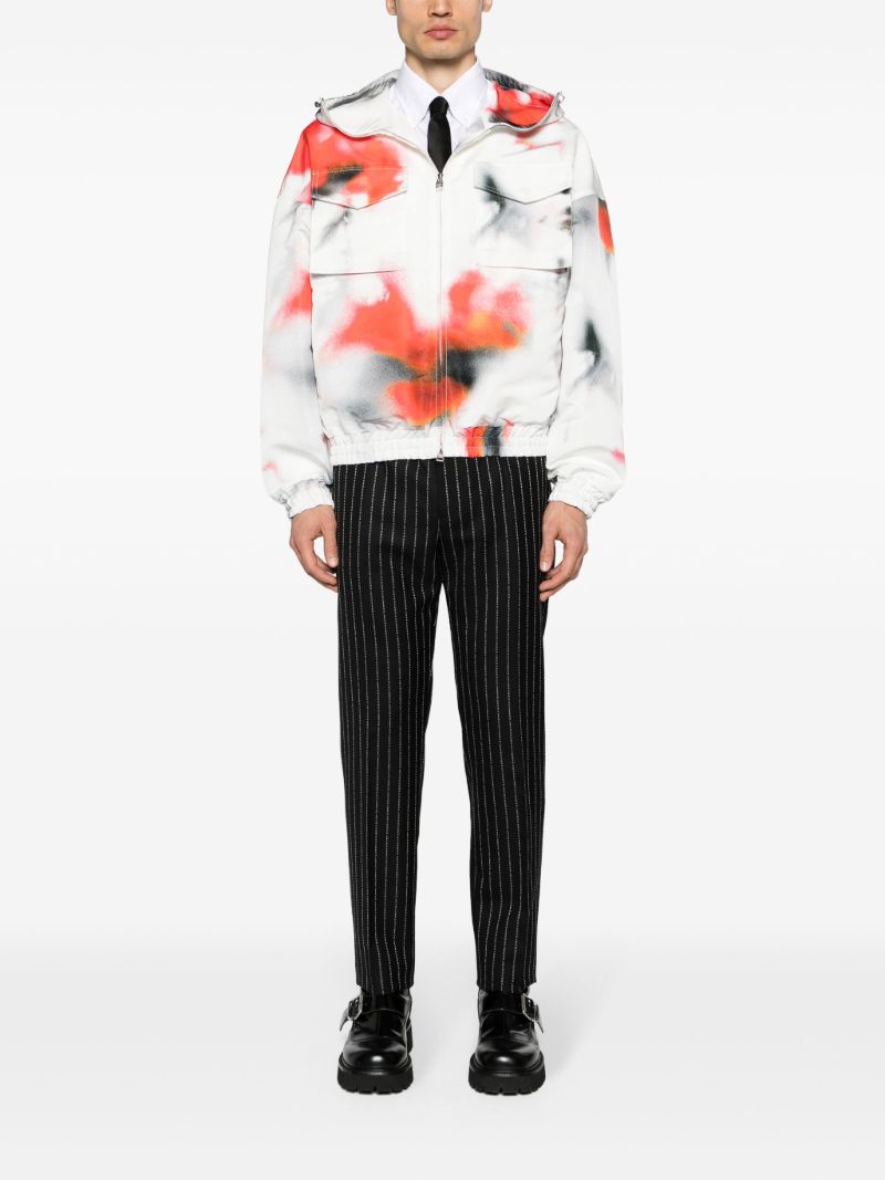 Grey Obscured Flower Hooded Jacket