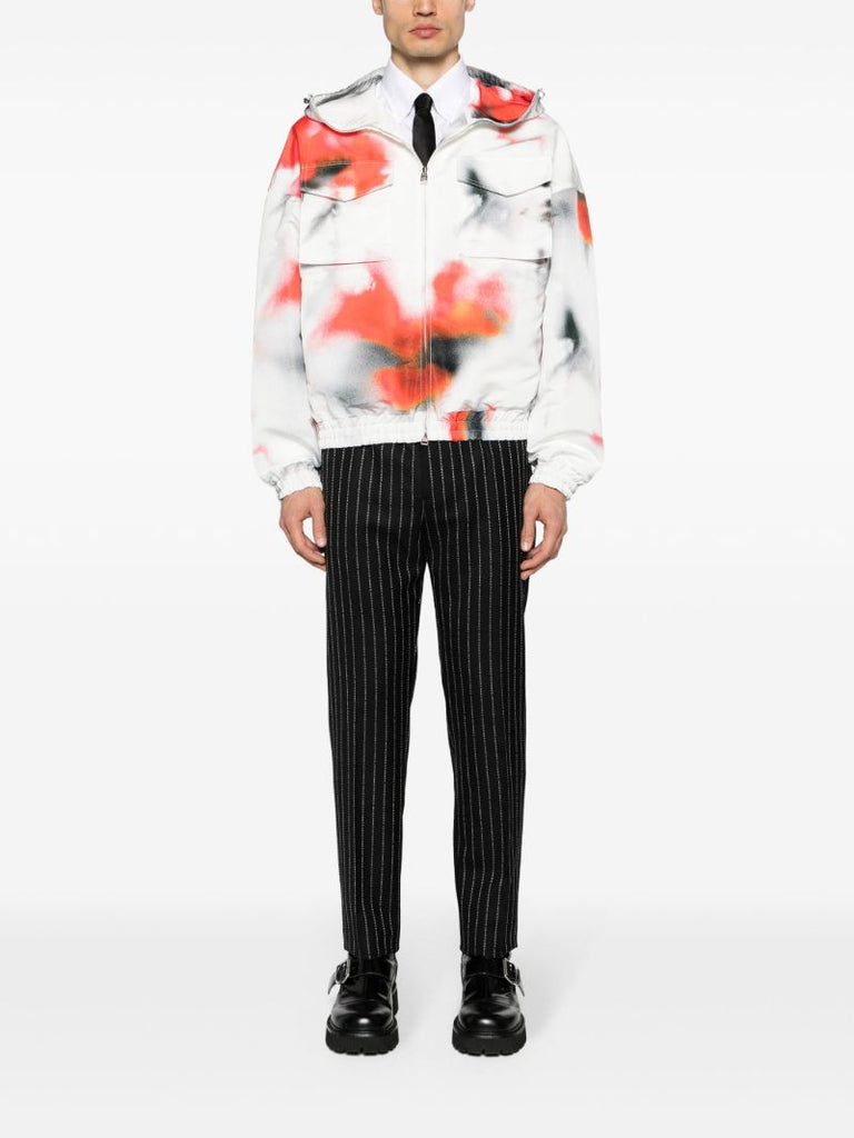 Grey Obscured Flower Hooded Jacket