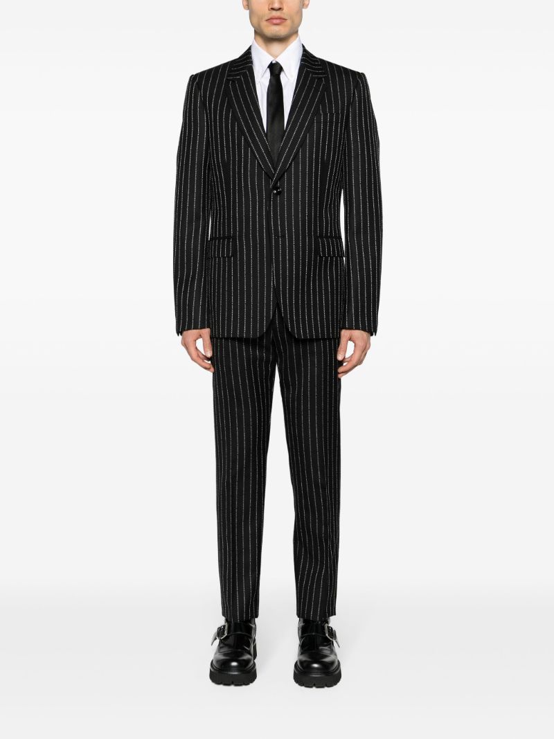 Black Pinstripe Wool Blazer