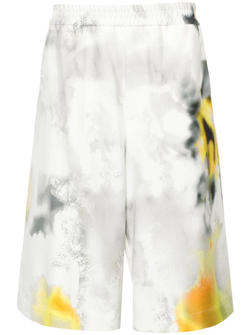 Grey Obscured Flower Bermuda Shorts