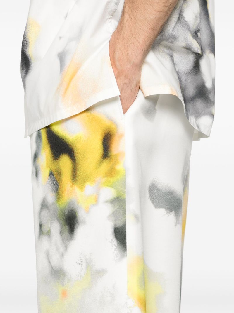 Grey Obscured Flower Bermuda Shorts