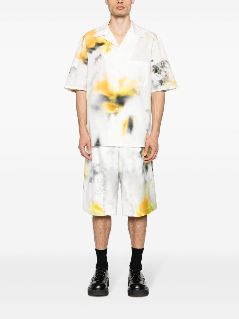 Grey Obscured Flower Bermuda Shorts