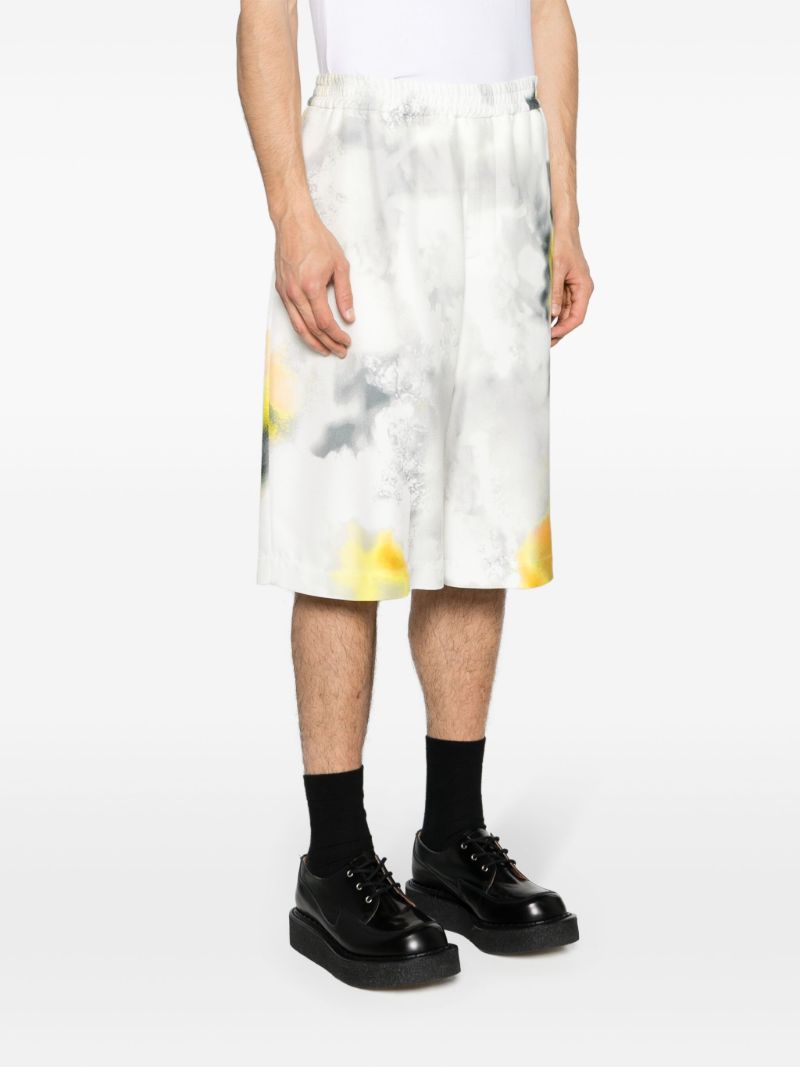 Grey Obscured Flower Bermuda Shorts