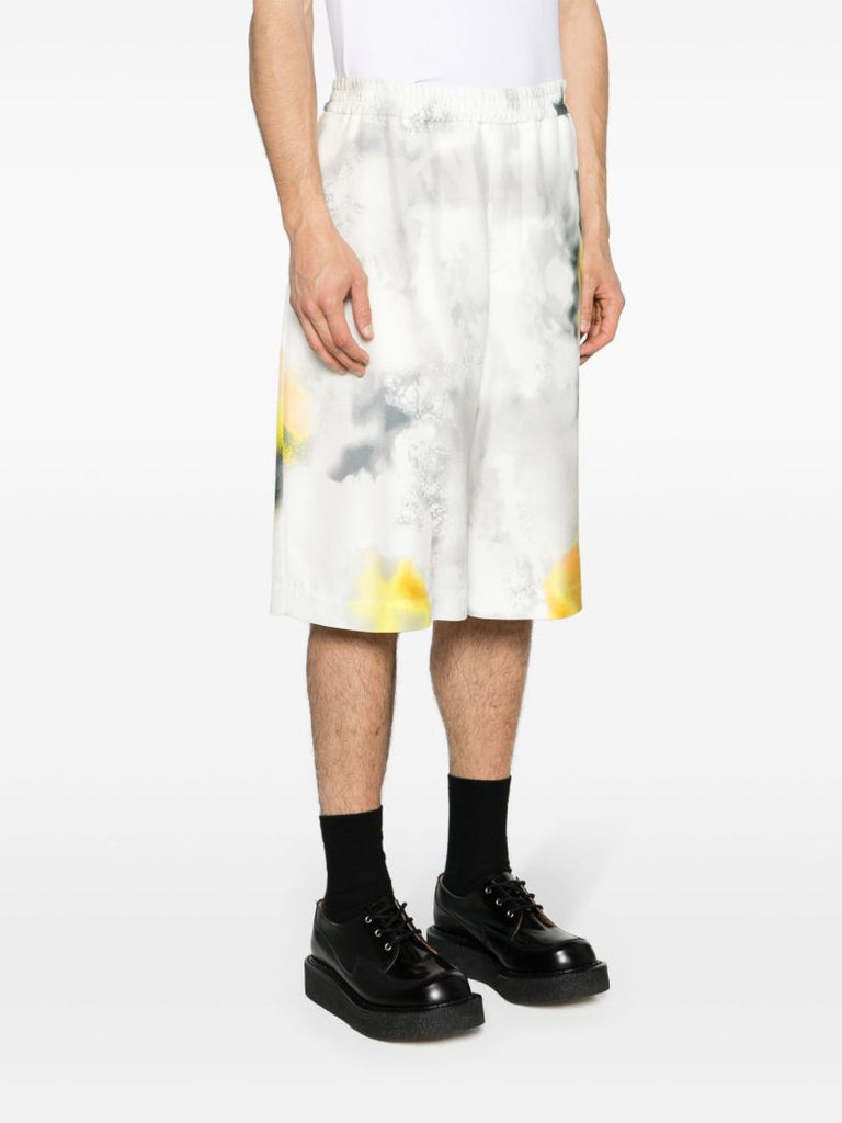 Grey Obscured Flower Bermuda Shorts