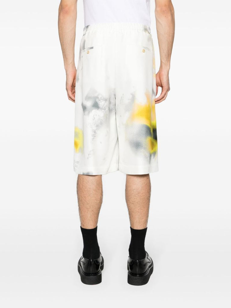 Grey Obscured Flower Bermuda Shorts
